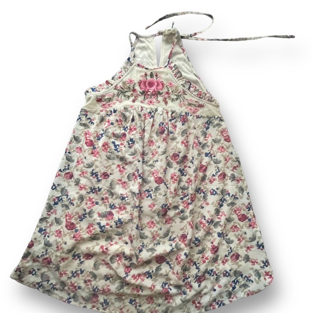 Entro Cream/Rose Floral Print High Neck Mini Dress Women's Small Cottagecore